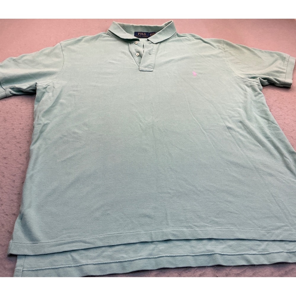Polo Ralph Lauren Polo Shirt Mint Green Pink Pony Logo XLT Tall Classic Fit